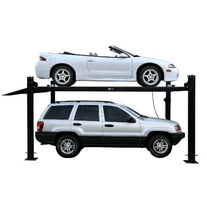 Tuxedo 8,000 lb 4-Post Vehicle Storage Lift – Includes Poly Casters, Drip Trays, & Jack Tray | FP8K-DX