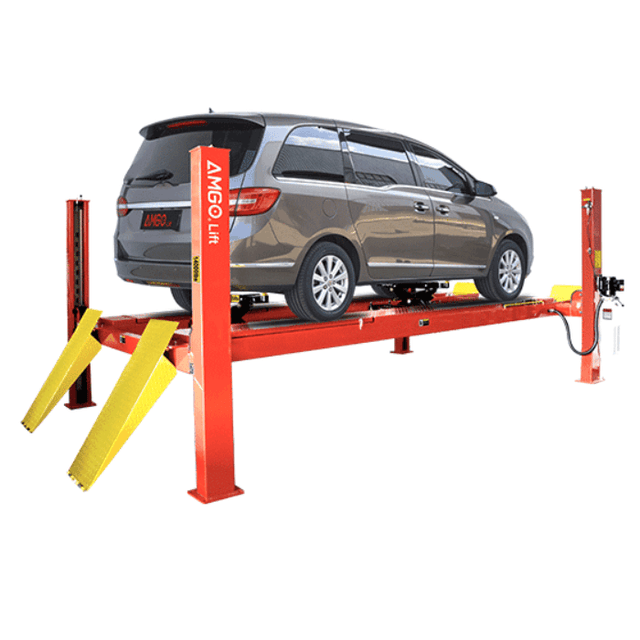 AMGO 4-Post Alignment Lift – 14,000 lb Capacity, Extra-Long Runways | PRO-14AE