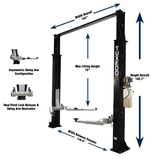 Tuxedo 9,000 lb 2 Post Car Lift - Asymmetric | TP9KAC-TUX