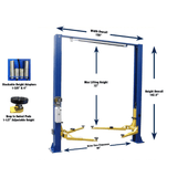 Tuxedo 9,000 lb Two Post Lift - Asymmetric Clear Floor Car Hoist | TP9KACX