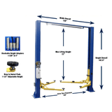 Tuxedo 9,000 lb Two Post Clear Floor Vehicle Lift - Symmetric Design | TP9KSCX