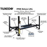 Tuxedo 8,000 lb 4-Post Vehicle Storage Lift – Includes Poly Casters, Drip Trays, & Jack Tray | FP8K-DX